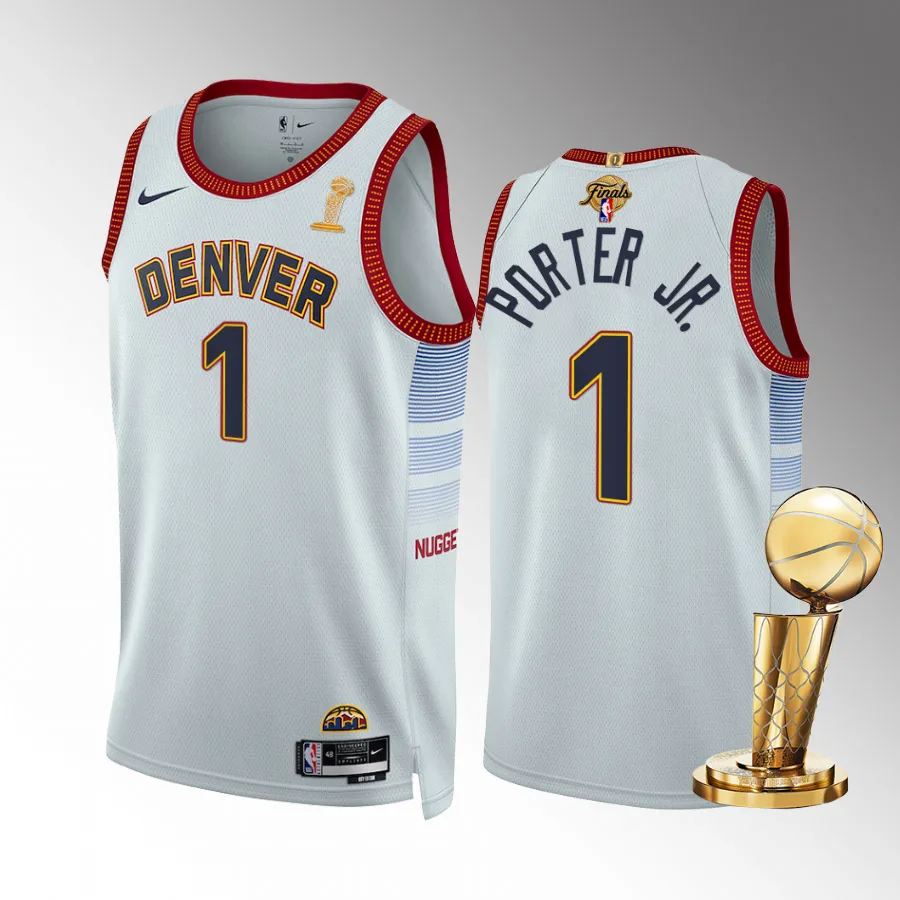 Michael Porter Jr. 2023 NBA Finals Champions Denver Nuggets White #1 Jersey City Edition