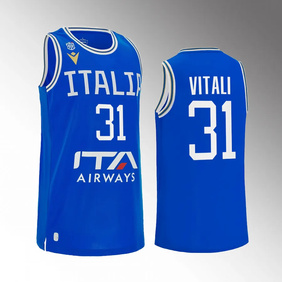 Michele Vitali Italy  2023 FIBA World Cup Blue Jersey Home #31