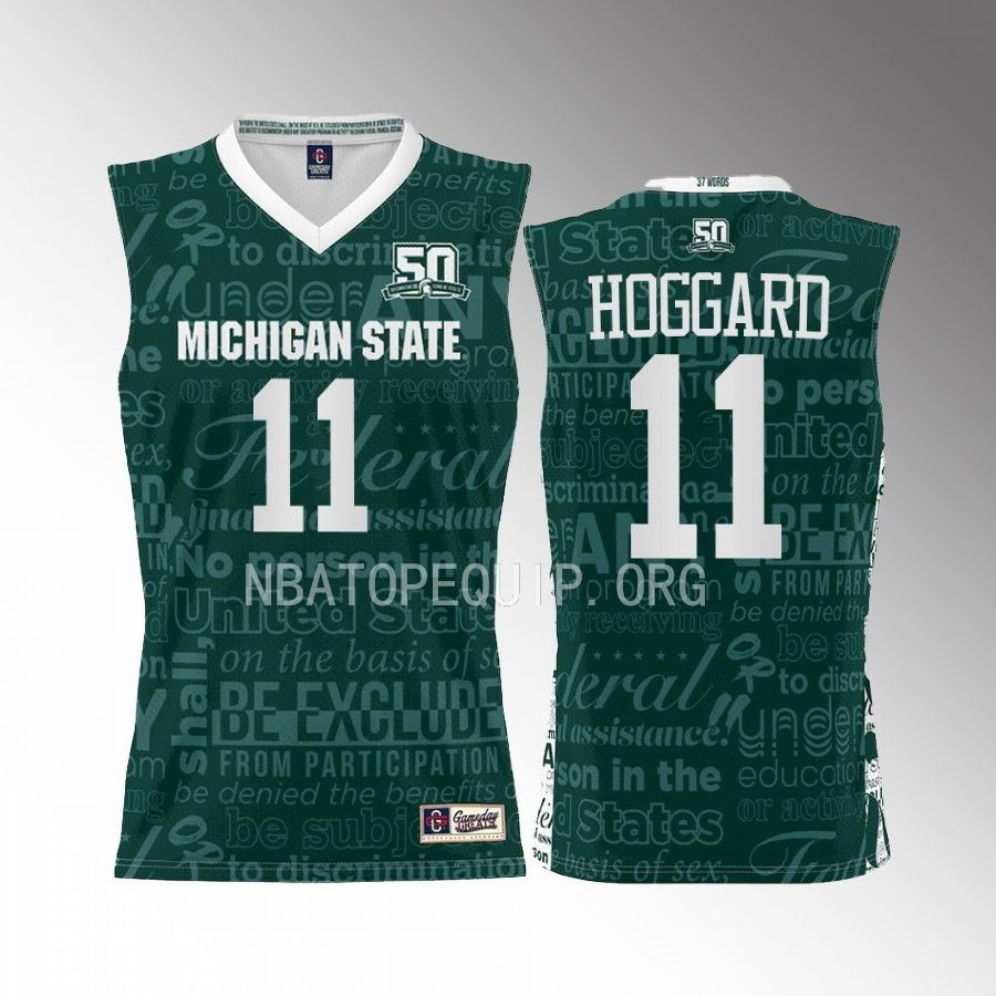 Michigan State Spartans A.J. Hoggard Jersey 2022 Title IX Green Uniform