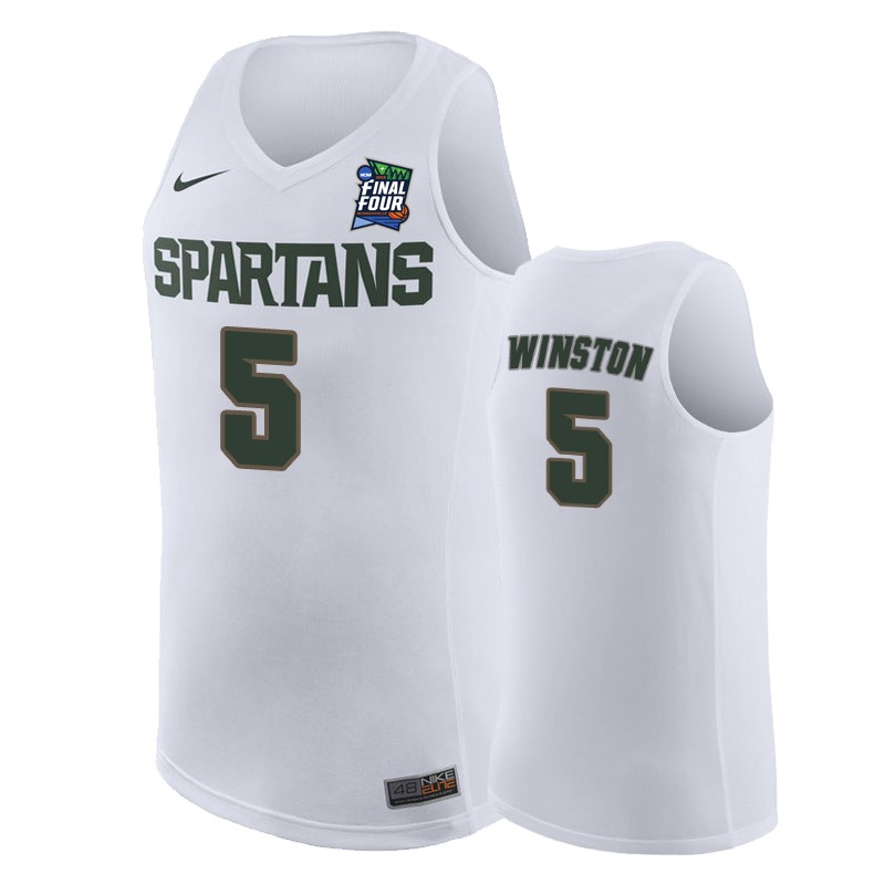 Michigan State Spartans Cassius Winston #5 White 2019 Final-Four Vault MAC  Jersey