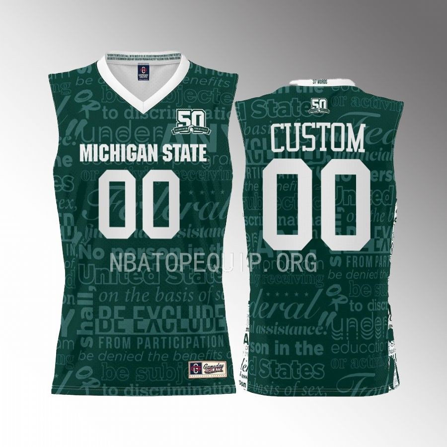 Michigan State Spartans custom Jersey 2022 Title IX Green Uniform