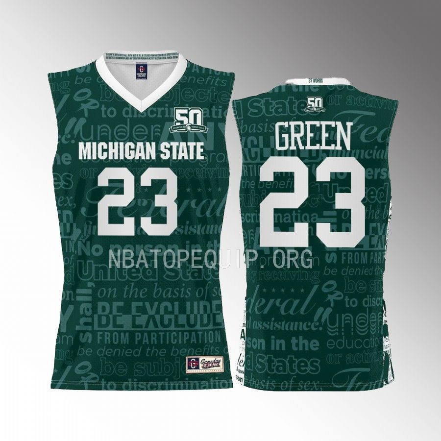 Michigan State Spartans Draymond Green Jersey 2022 Title IX Green Uniform