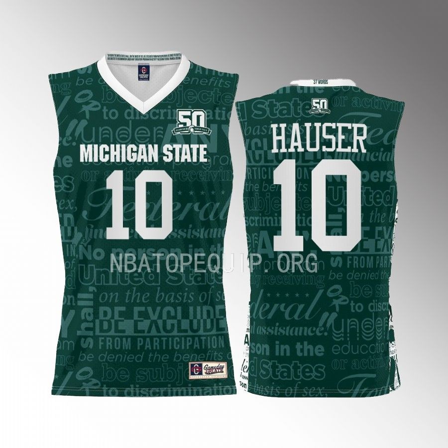 Michigan State Spartans Joey Hauser Jersey 2022 Title IX Green Uniform