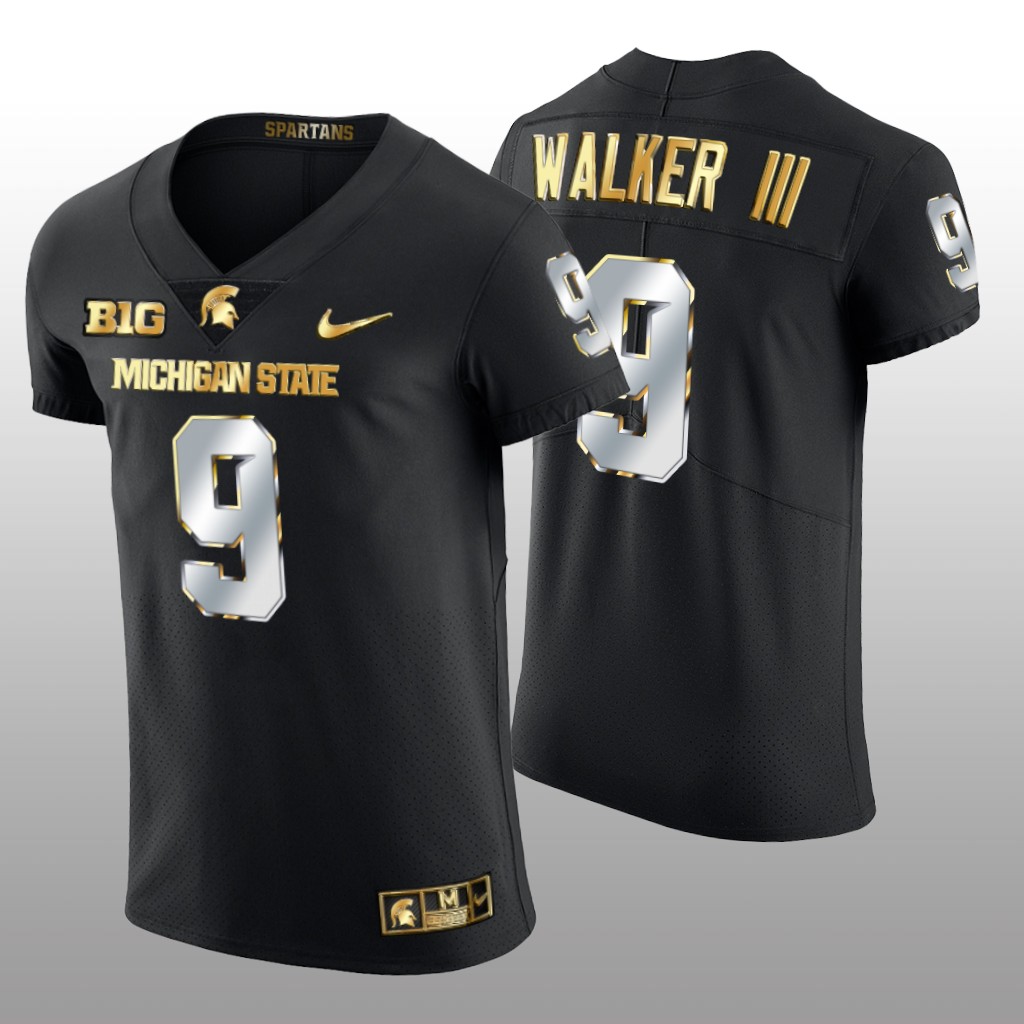 Michigan State Spartans Kenneth Walker III Black Limited  Jersey Golden Edition - Men