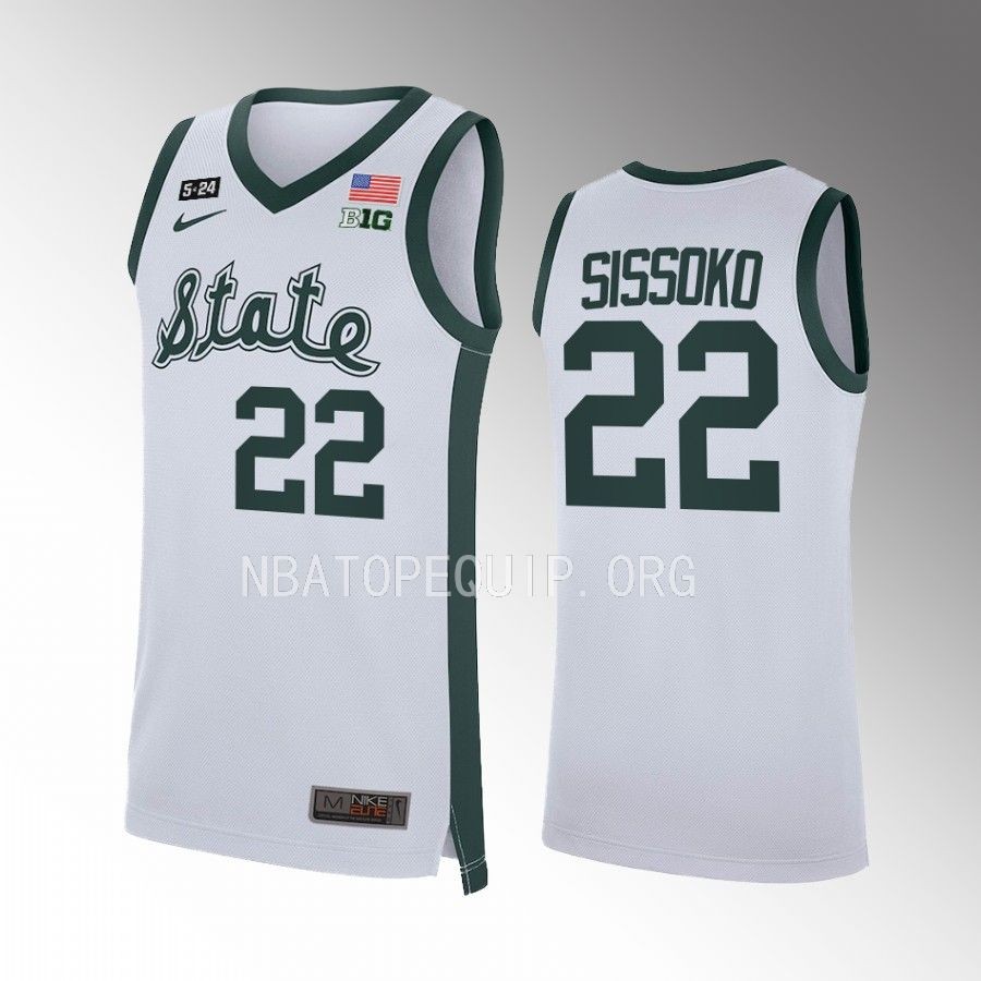 Michigan State Spartans Mady Sissoko Jersey 2022-23 Retro  White Limited Uniform