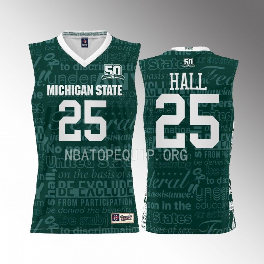 Michigan State Spartans Malik Hall Jersey 2022 Title IX Green Uniform