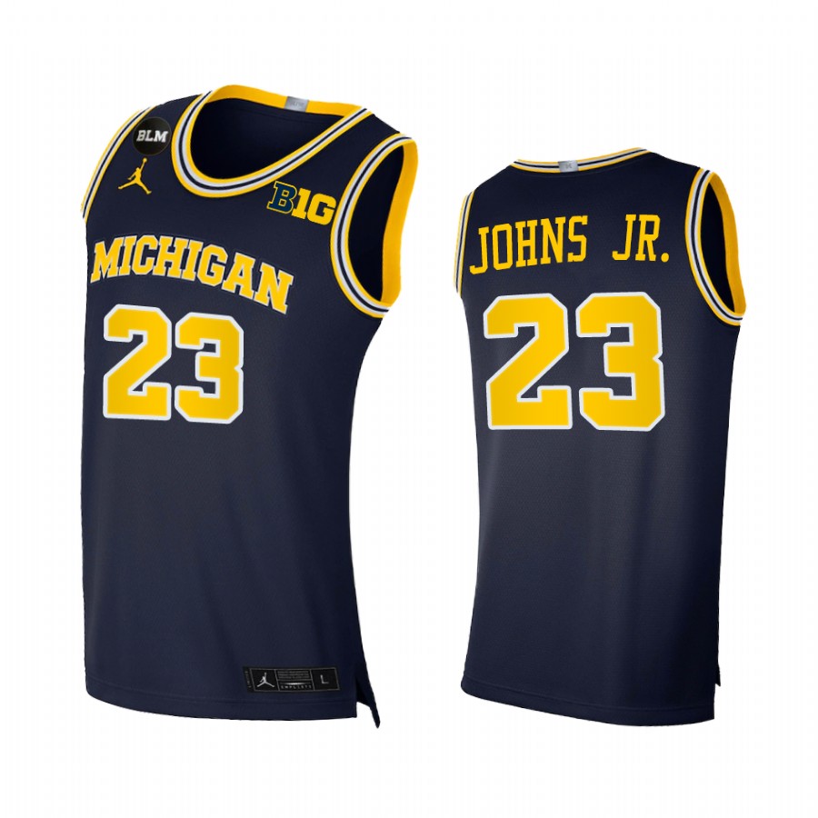 Michigan Wolverines 2021 Big Ten regular season champions Brandon Johns Jr. #23 Jersey March Madness Navy BLM
