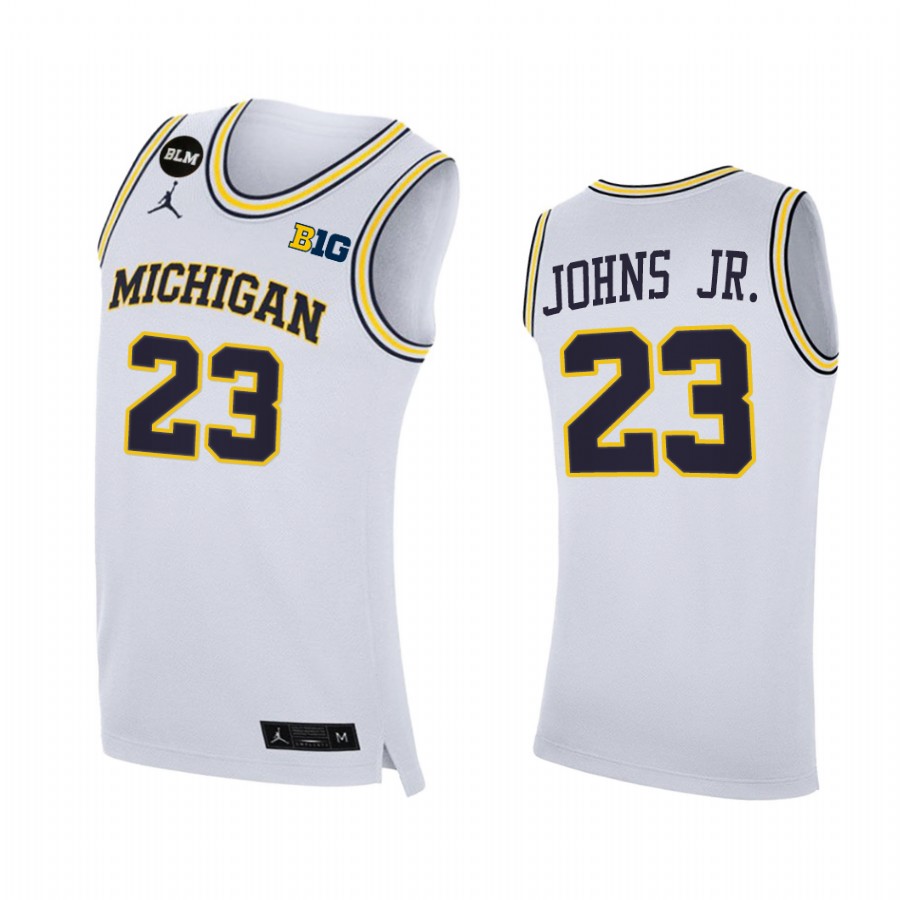 Michigan Wolverines 2021 Big Ten regular season champions Brandon Johns Jr. #23 Jersey March Madness White BLM