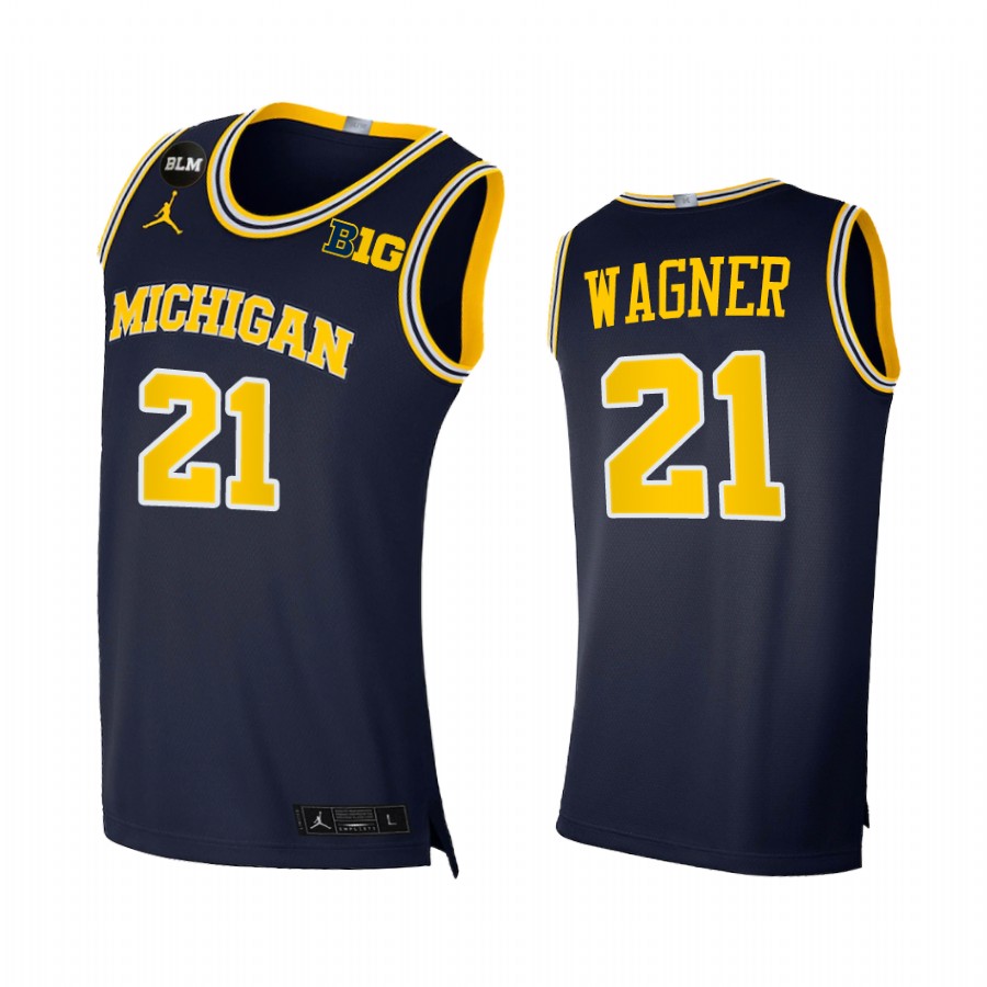 Michigan Wolverines 2021 Big Ten regular season champions Franz Wagner #21 Jersey March Madness Navy BLM