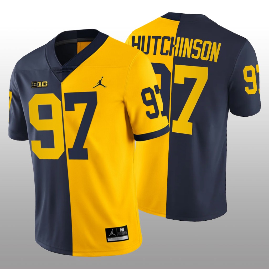 Michigan Wolverines Aidan Hutchinson Navy Maize College  Jersey Split Edition - Men