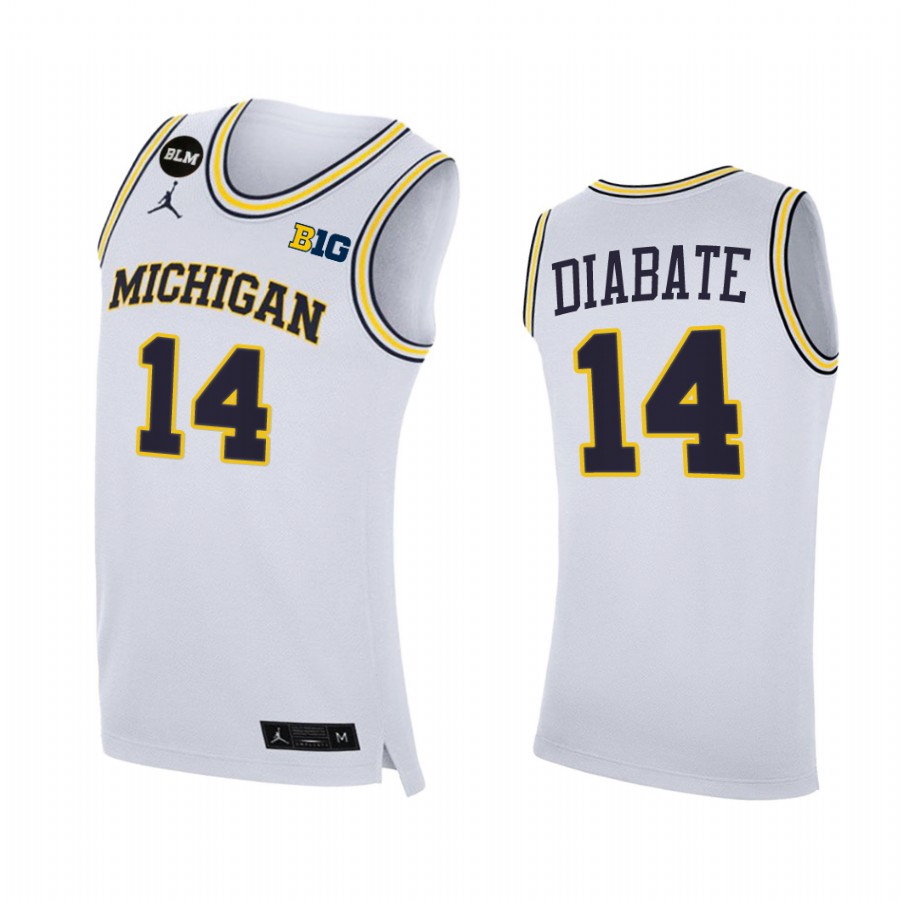 Michigan Wolverines Moussa Diabate Jersey 2022-23 College  White Uniform