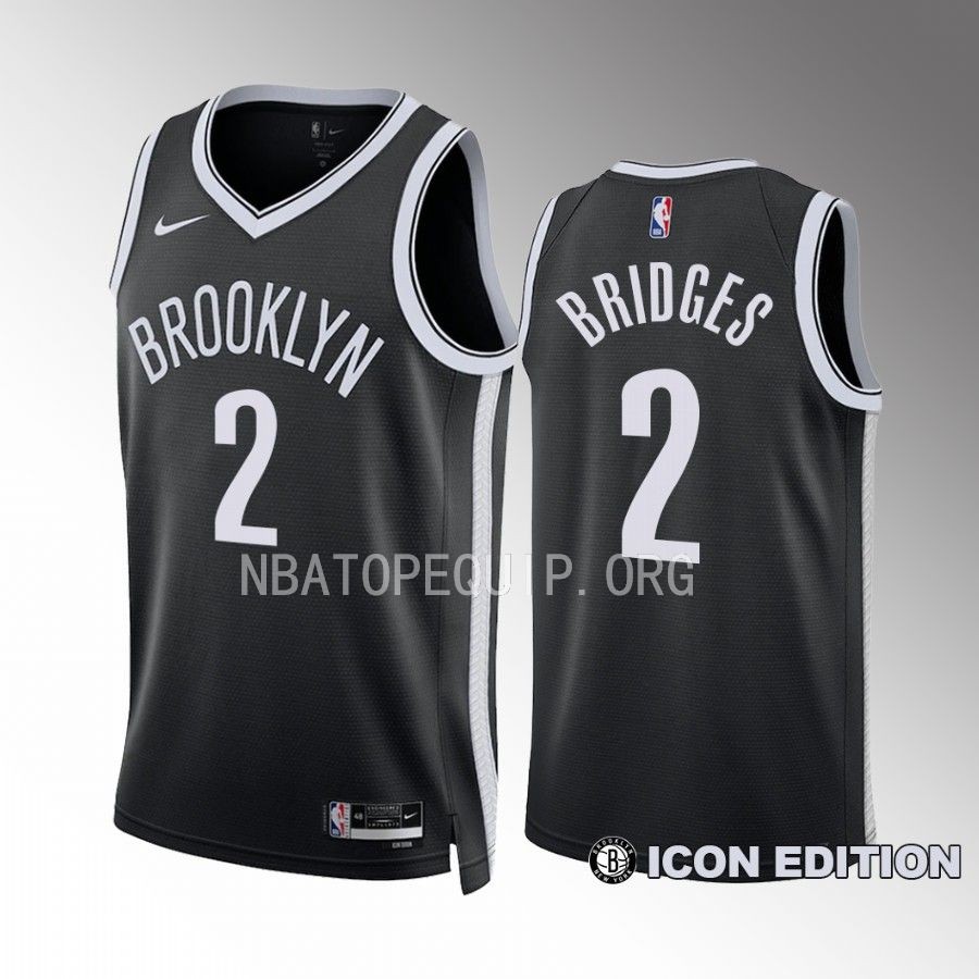 Mikal Bridges 2022-23 Brooklyn Nets Black #1 Icon Edition Jersey Swingman