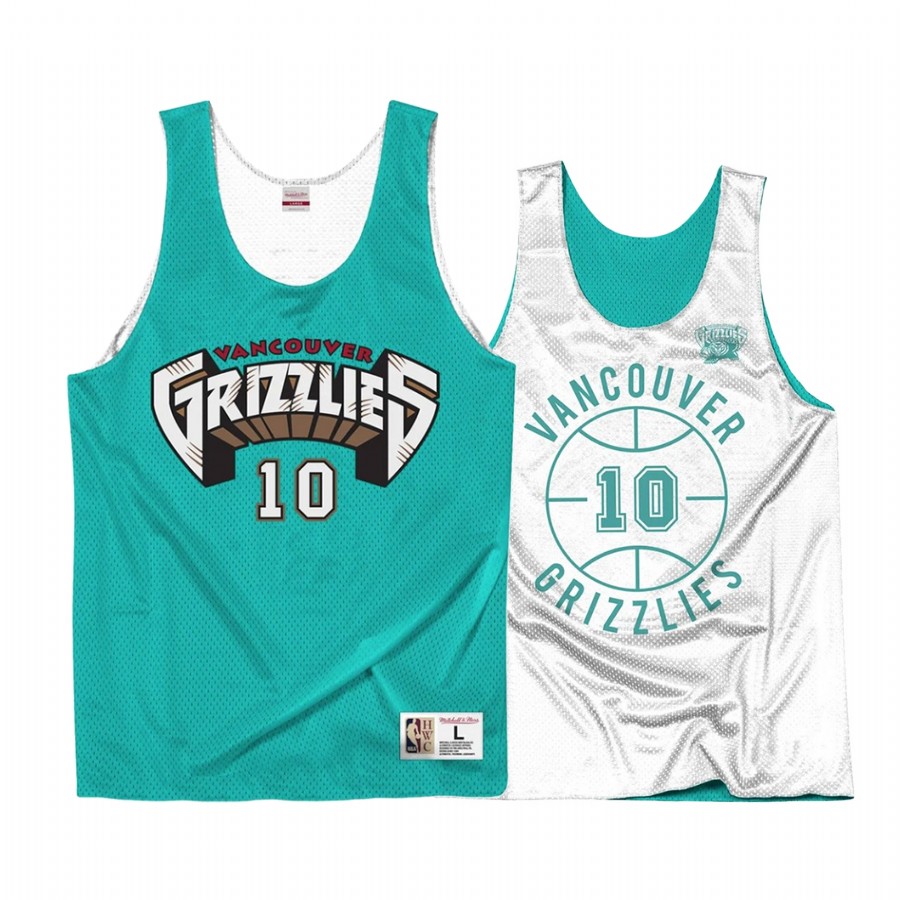 Mike Bibby #10 Vancouver Grizzlies Throwback Reversible Jersey Teal White
