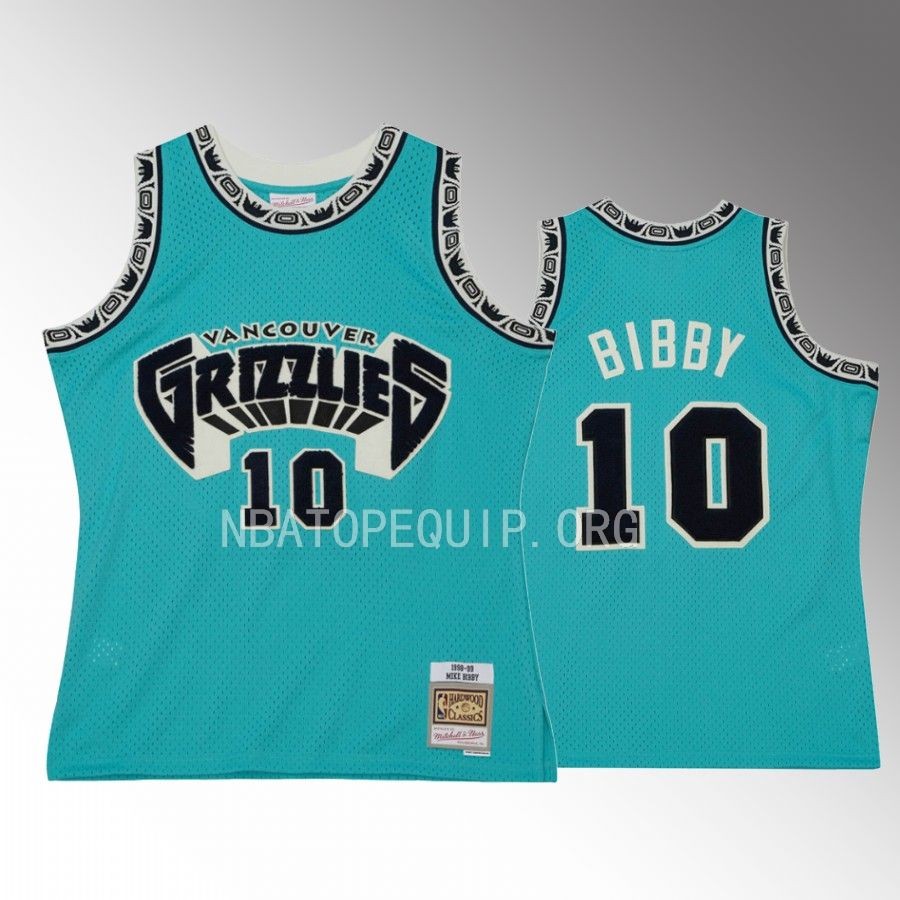 Mike Bibby Vancouver Grizzlies #10 Off Court Chenille Jersey Teal Hardwood Classics 1998-99 Men
