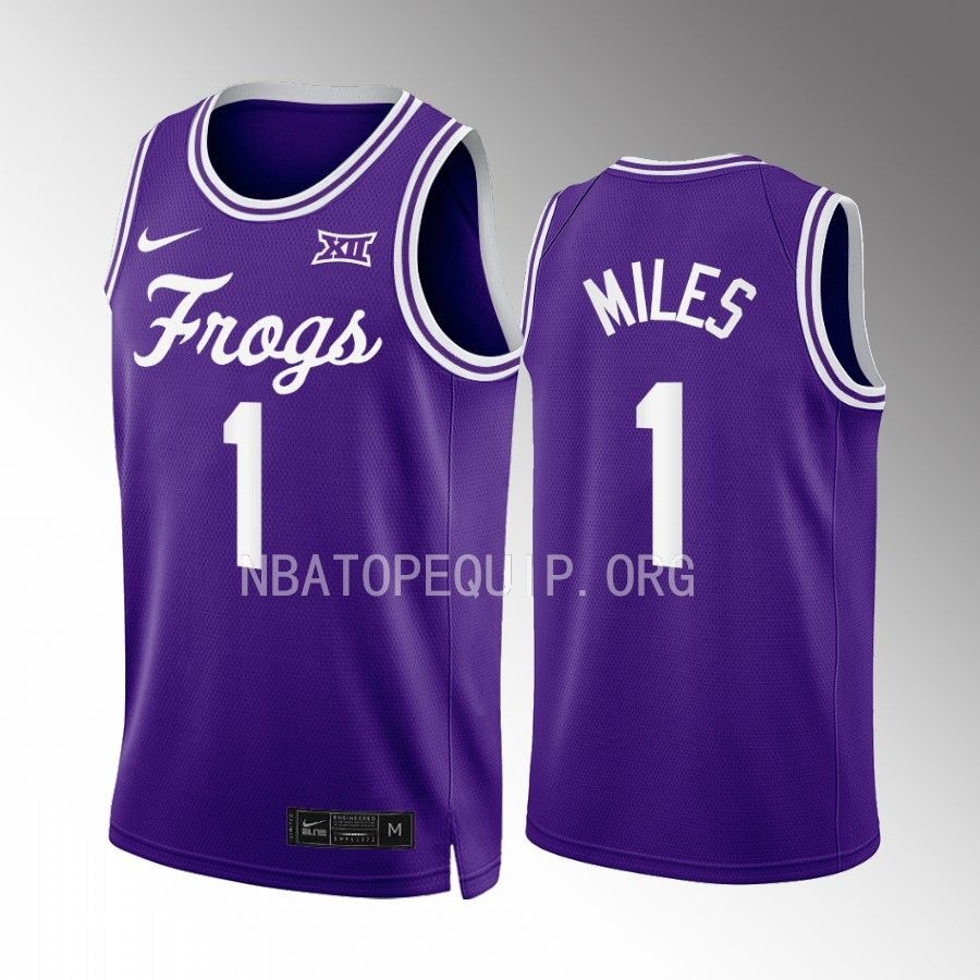 Mike Miles TCU Horned Frogs Purple Jersey 2022-23 Retro