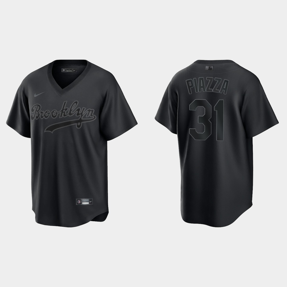 Mike Piazza Brooklyn Dodgers Pitch Black Fashion Jersey - Black
