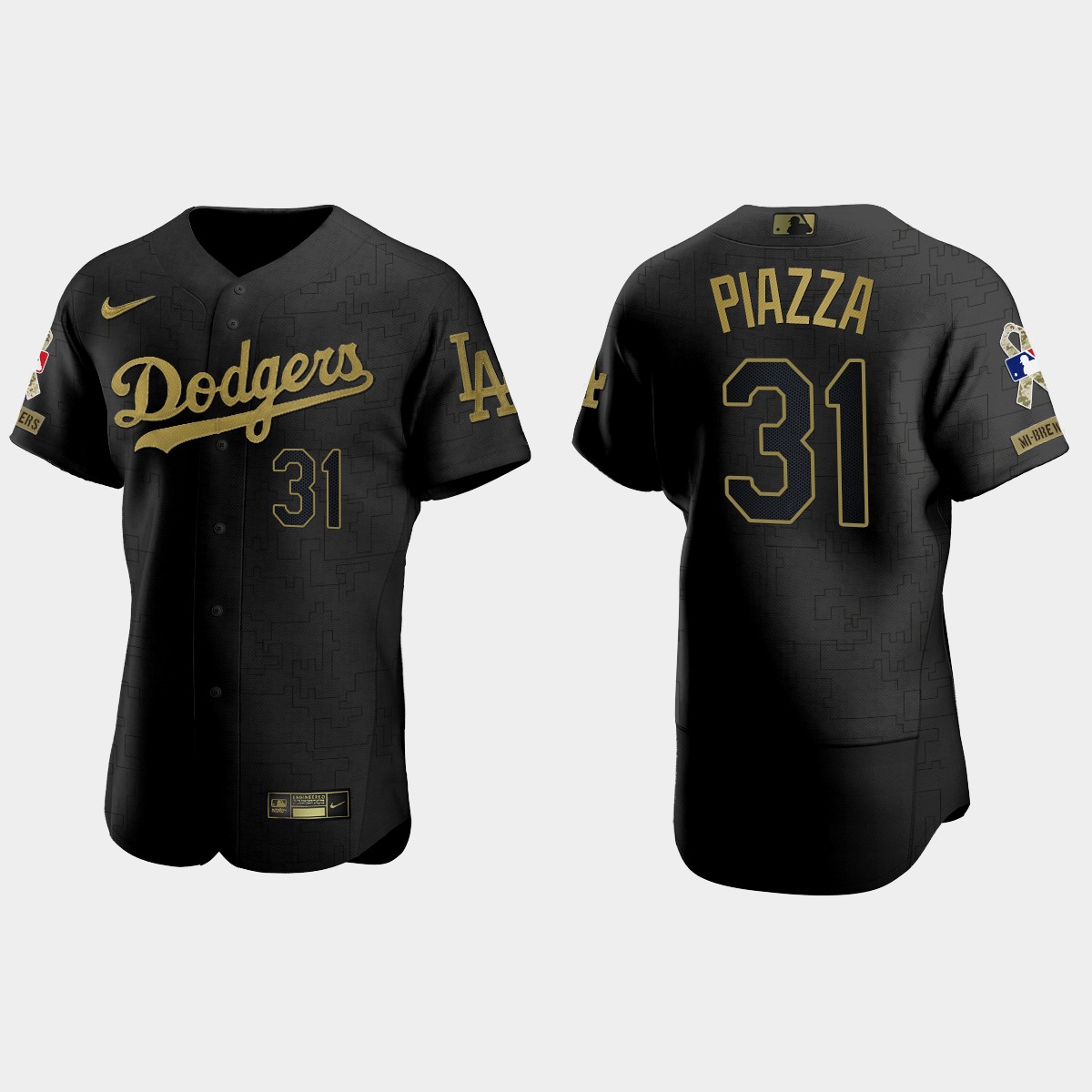 Mike Piazza Los Angeles Dodgers 2021 Salute to Service Jersey - All Black