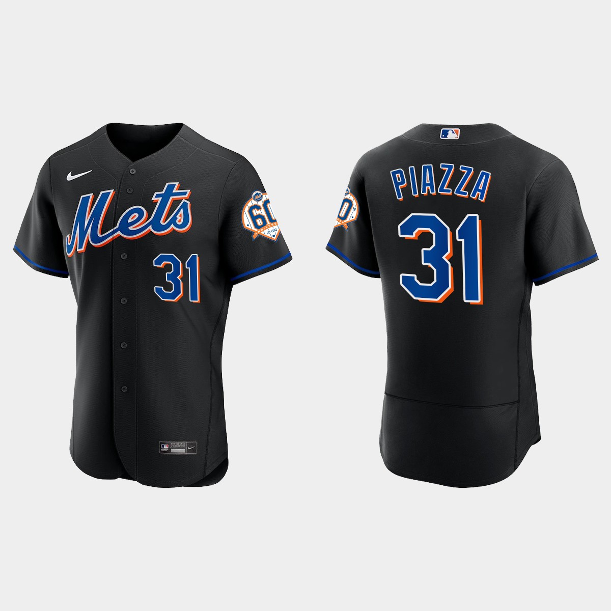 Mike Piazza New York Mets 60th Anniversary Alternate Jersey - Black