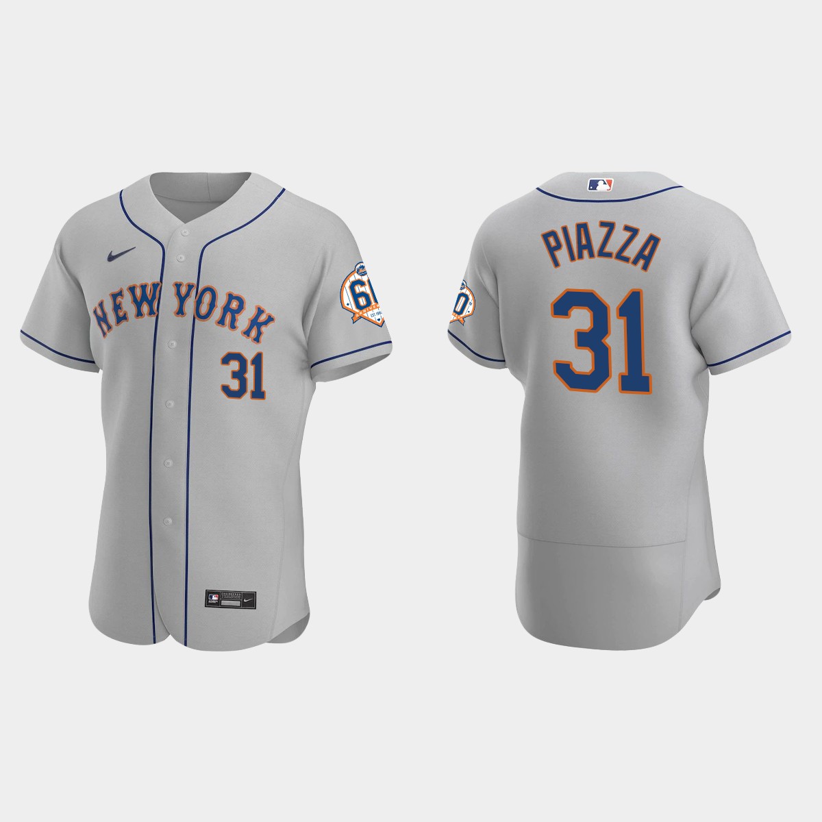 Mike Piazza New York Mets 60th Anniversary Road Jersey - Gray