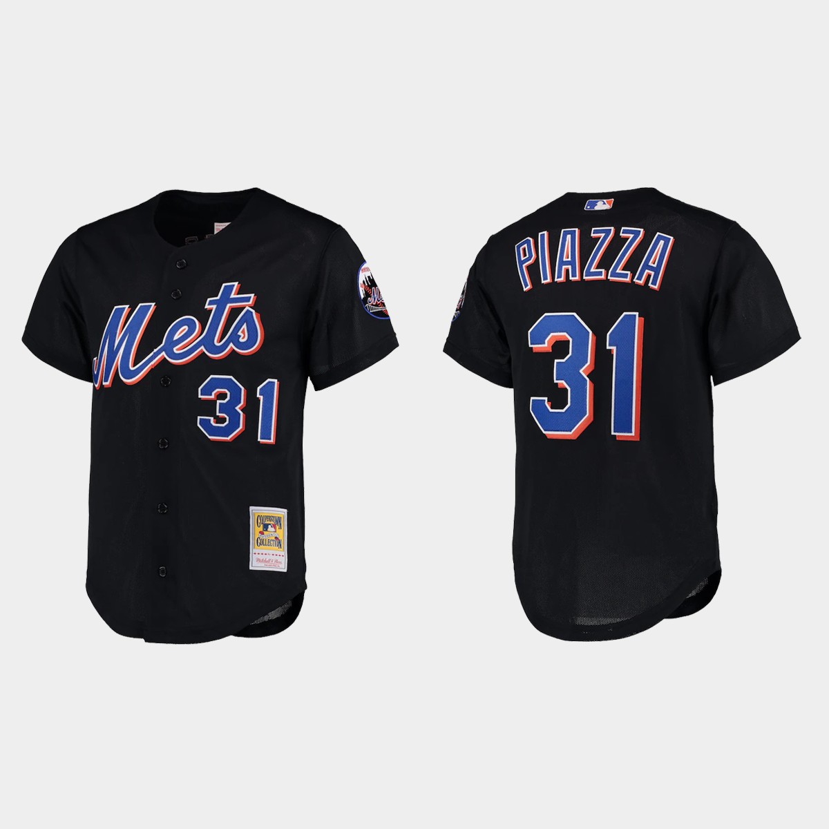 Mike Piazza New York Mets Cooperstown Collection Mesh Batting Practice Jersey - Black