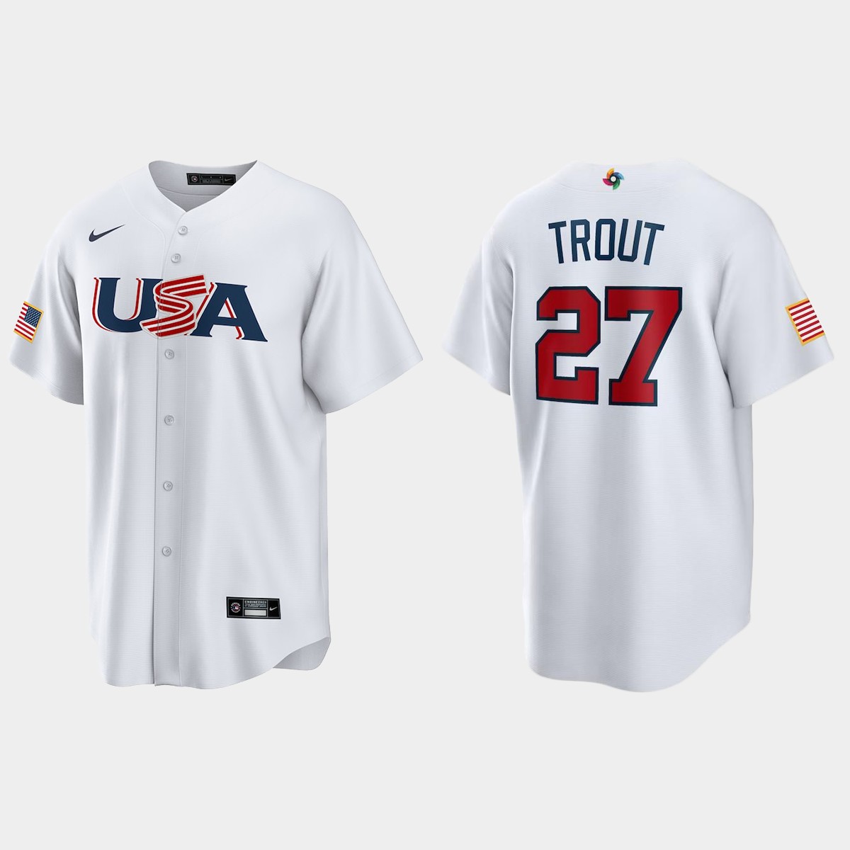 Mike Trout Los Angeles Angels 2023 World  Classic USA Jersey - White