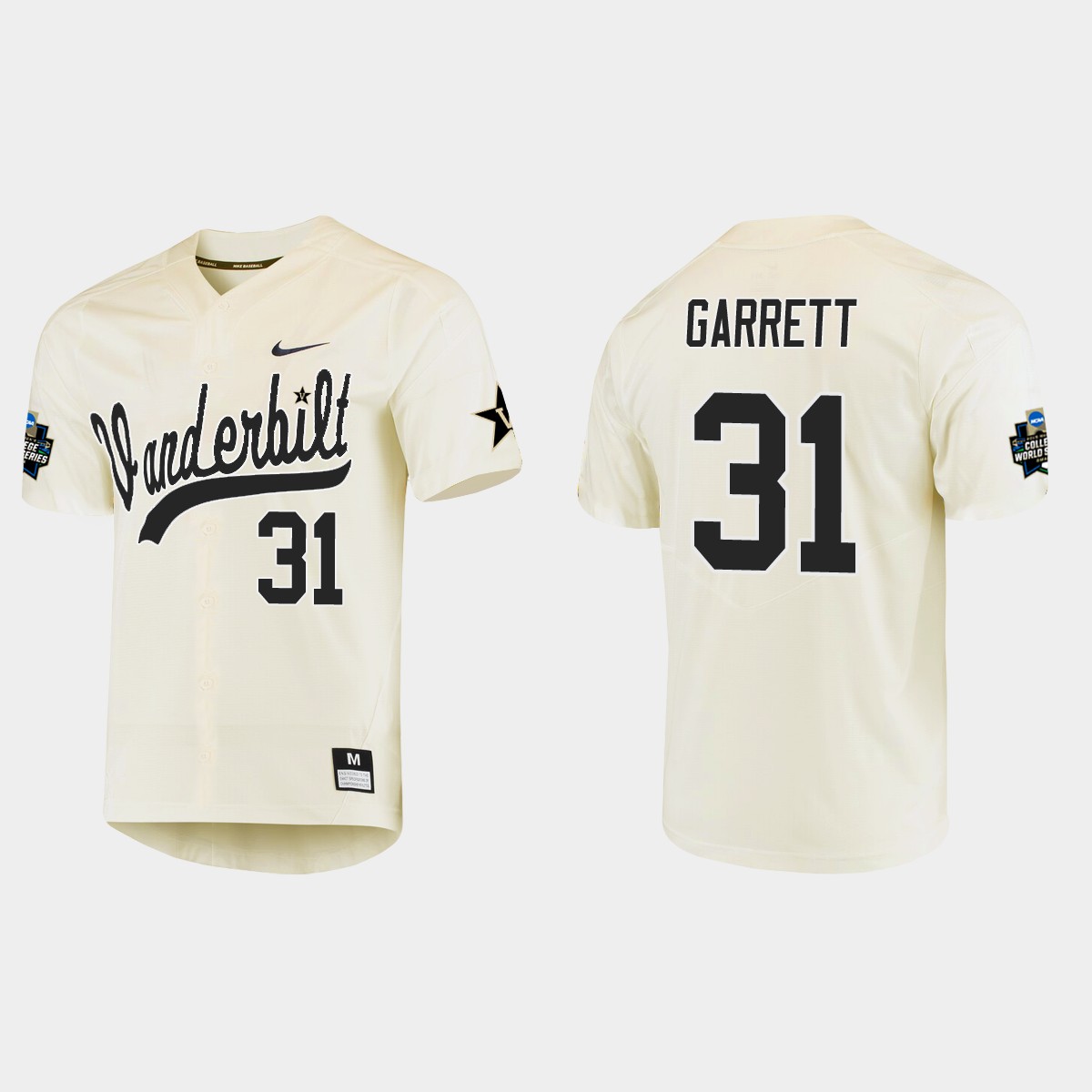 Miles Garrett Vanderbilt Commodores College World Series  Jersey - Cream
