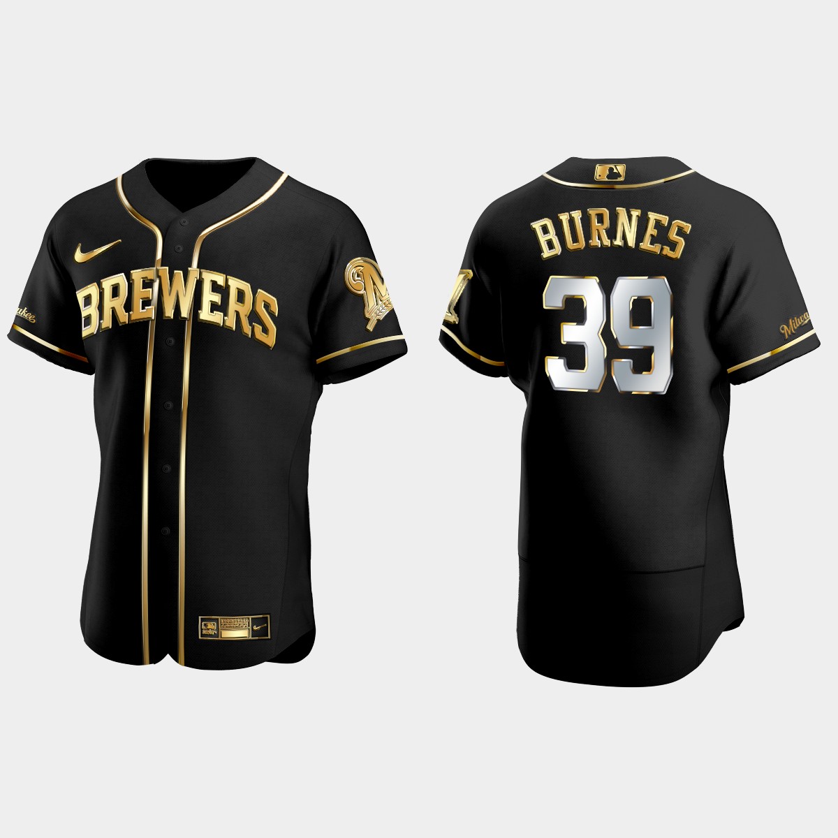 Milwaukee Brewers #39 Corbin Burnes Gold Edition Jersey - Black