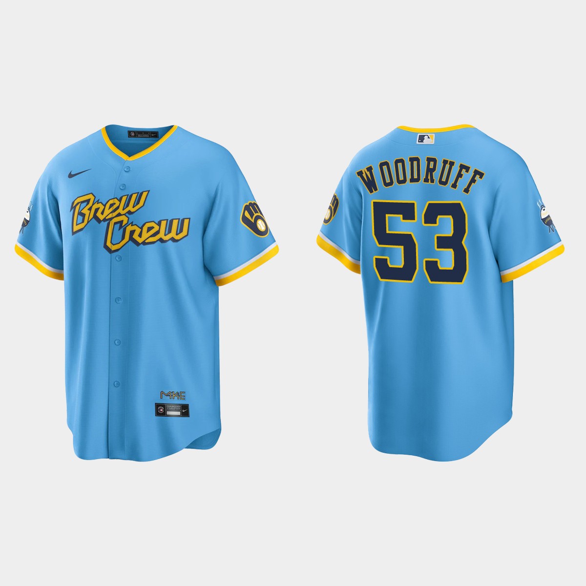 Milwaukee Brewers Brandon Woodruff 2022 City Connect Jersey - Powder Blue