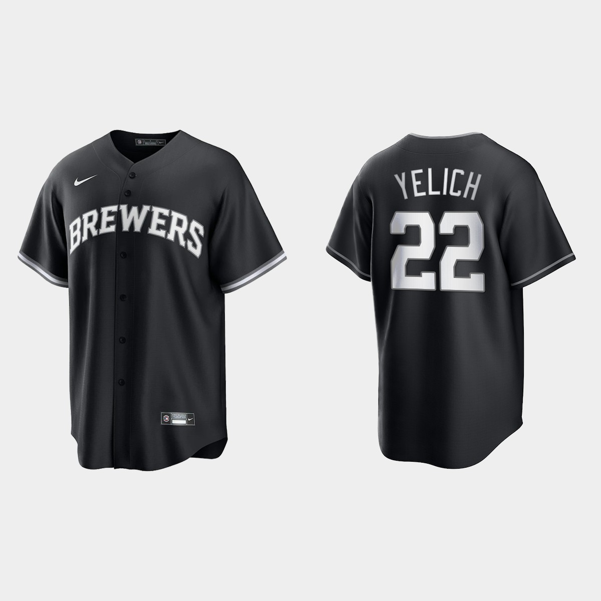 Milwaukee Brewers Christian Yelich 2021 All Black Fashion Jersey - Black White