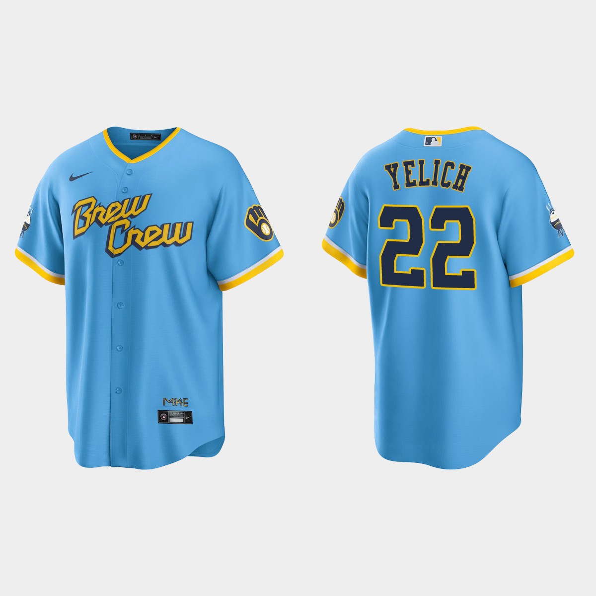 Milwaukee Brewers Christian Yelich 2022 City Connect Jersey - Powder Blue