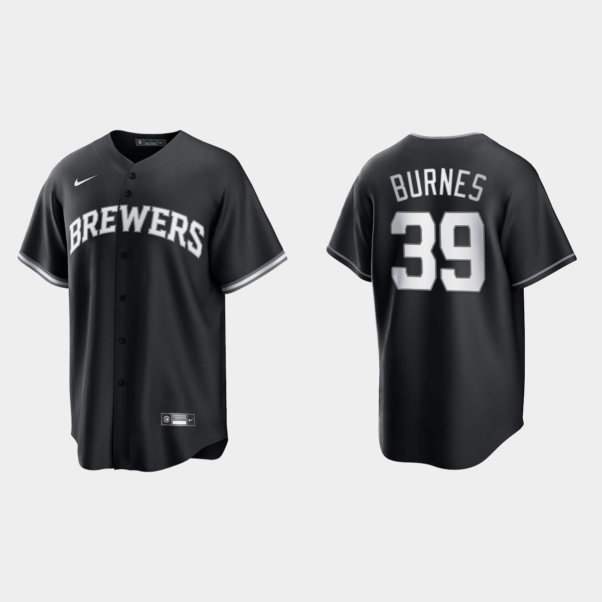 Milwaukee Brewers Corbin Burnes 2021 All Black Fashion Jersey - Black White