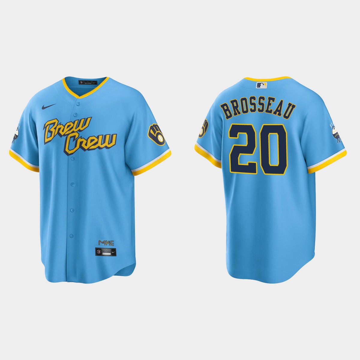 Milwaukee Brewers Mike Brosseau 2022 City Connect Jersey - Powder Blue