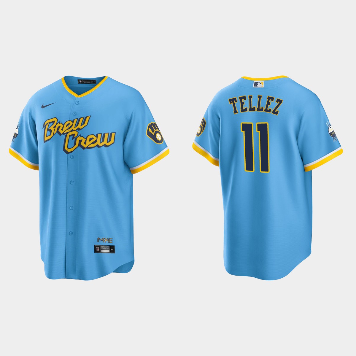 Milwaukee Brewers Rowdy Tellez 2022 City Connect Jersey - Powder Blue