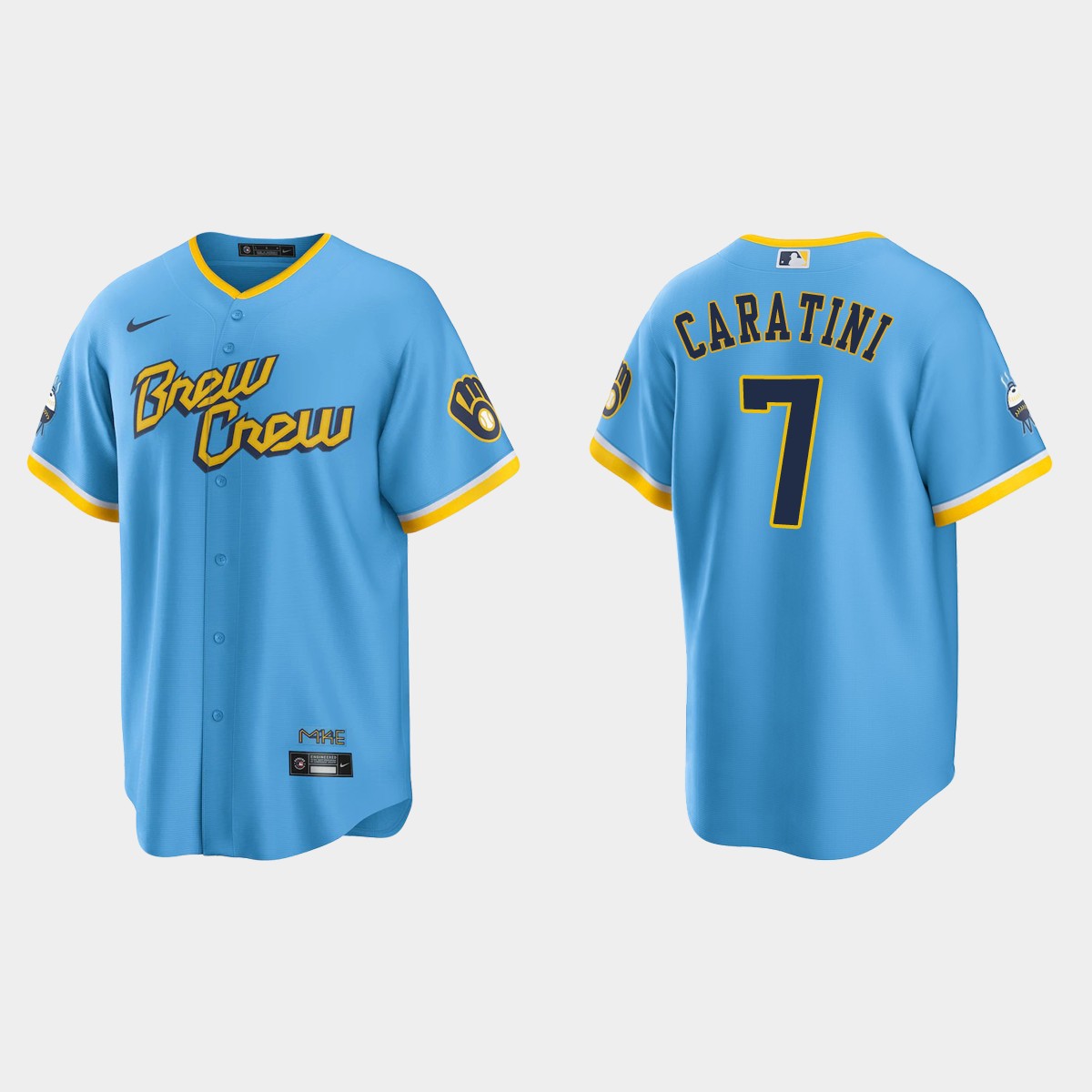 Milwaukee Brewers Victor Caratini 2022 City Connect Jersey - Powder Blue