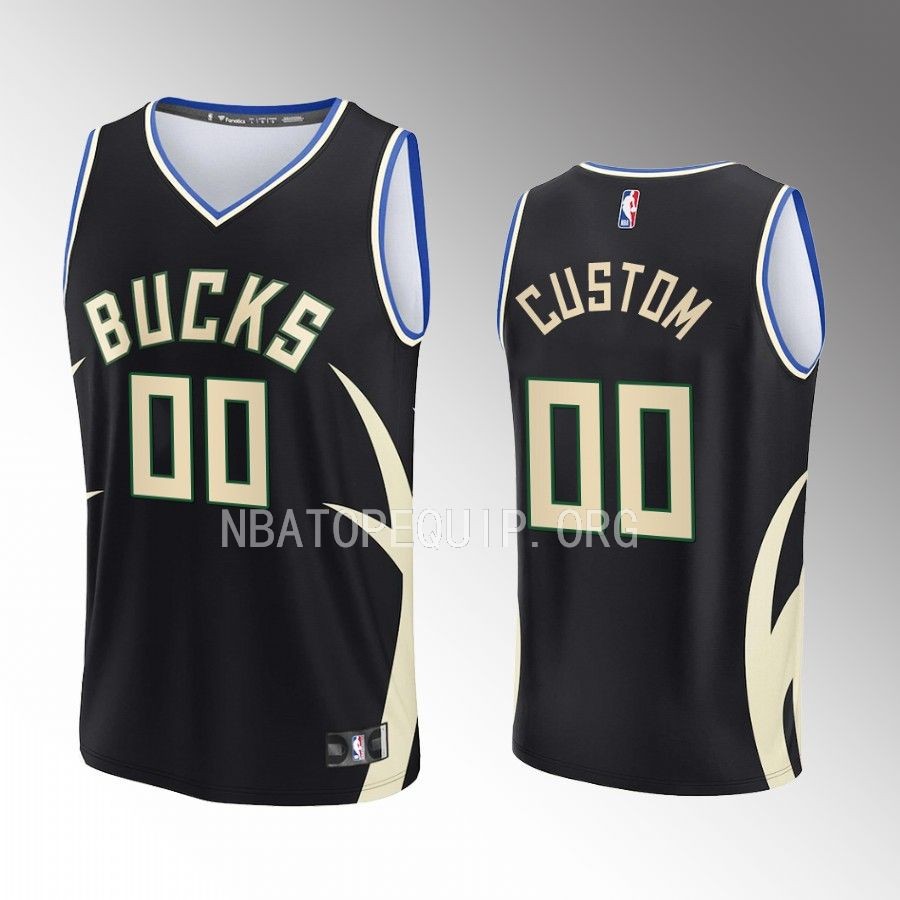 Milwaukee Bucks #00 Custom Statement Edition Jersey 2022-23 Fast Break  Black