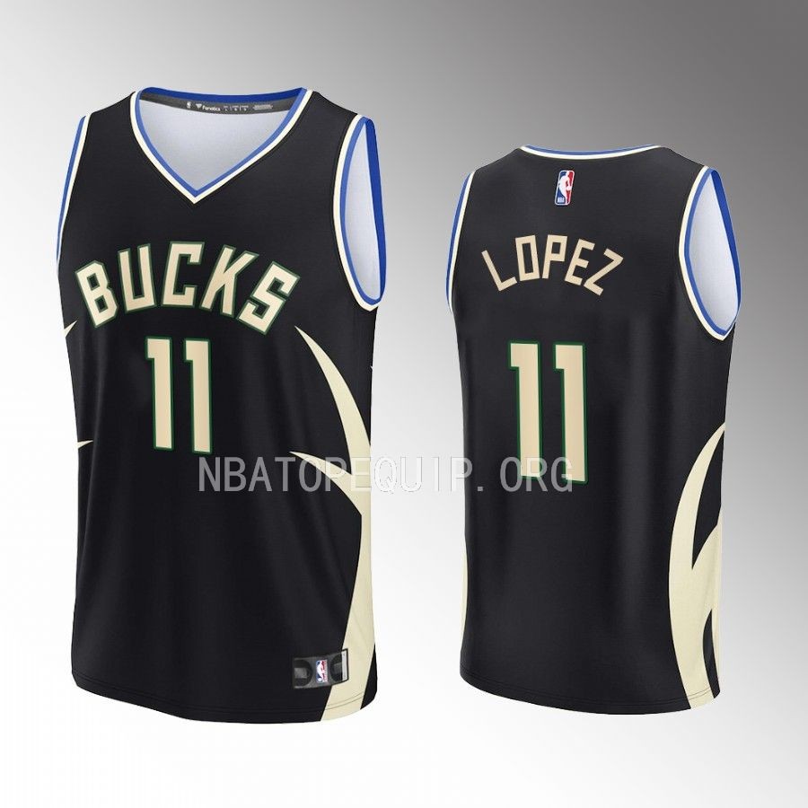 Milwaukee Bucks #11 Brook Lopez Statement Edition Jersey 2022-23 Fast Break  Black