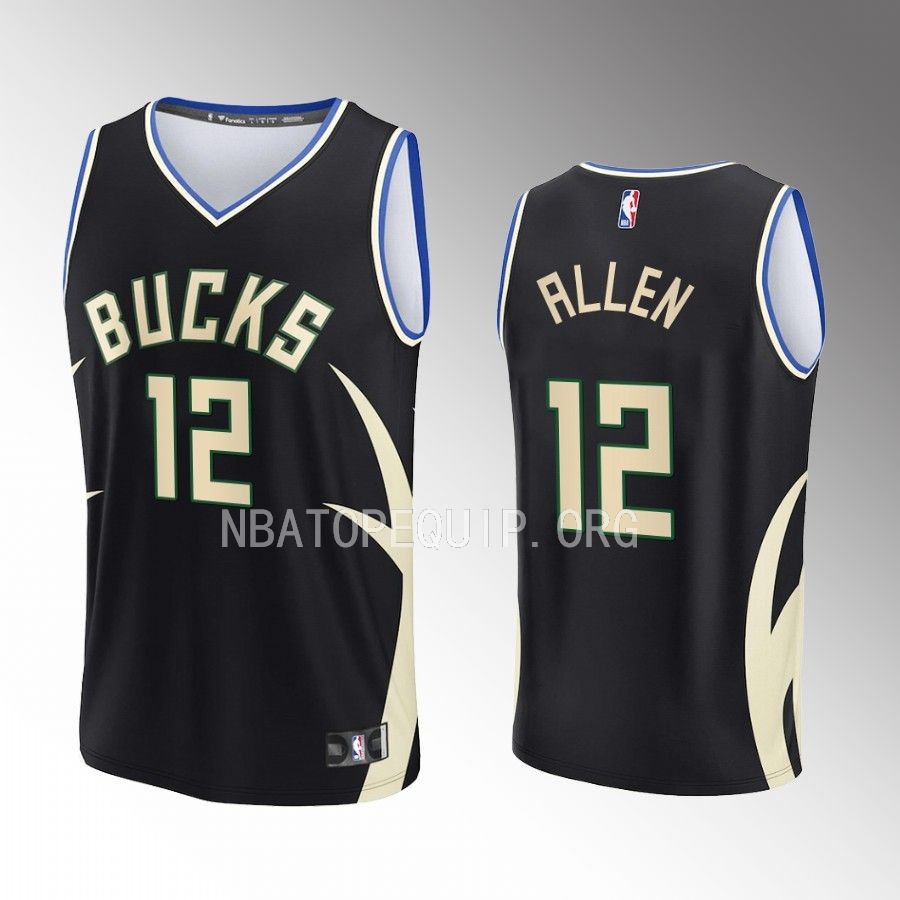 Milwaukee Bucks #12 Grayson Allen Statement Edition Jersey 2022-23 Fast Break  Black