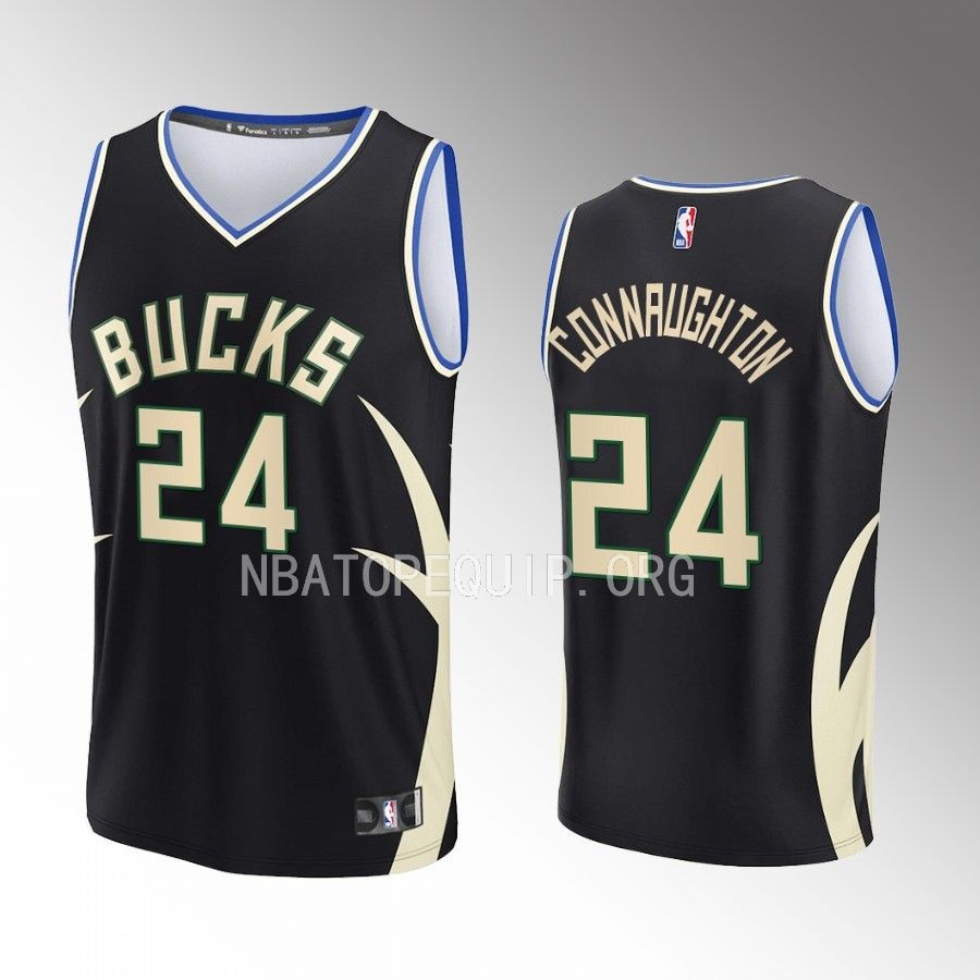 Milwaukee Bucks #24 Pat Connaughton Statement Edition Jersey 2022-23 Fast Break  Black