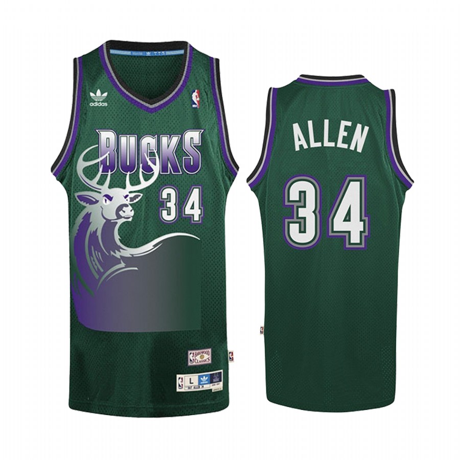 Milwaukee Bucks #34 Ray Allen Green Hardwood Classics Men's Jersey
