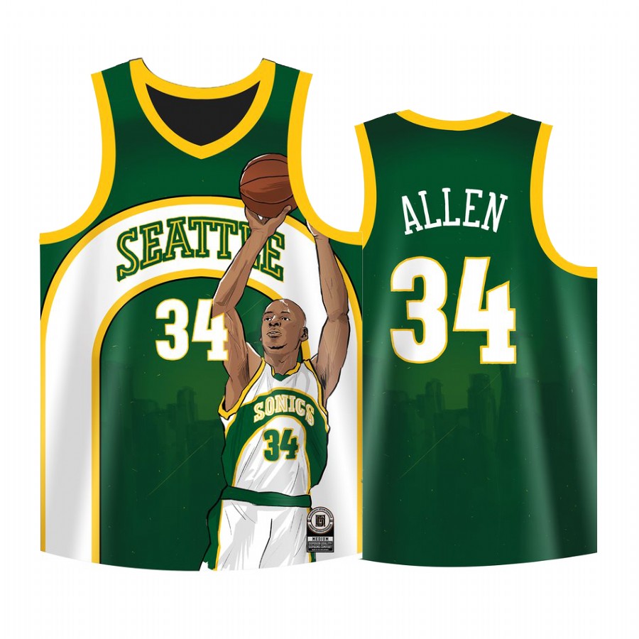 Milwaukee Bucks #34 Ray Allen Jersey Cool Man Green