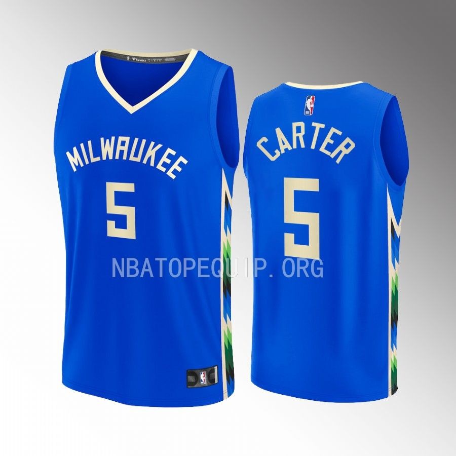 Milwaukee Bucks #5 Jevon Carter City Edition Jersey 2022-23 Fastbreak Royal