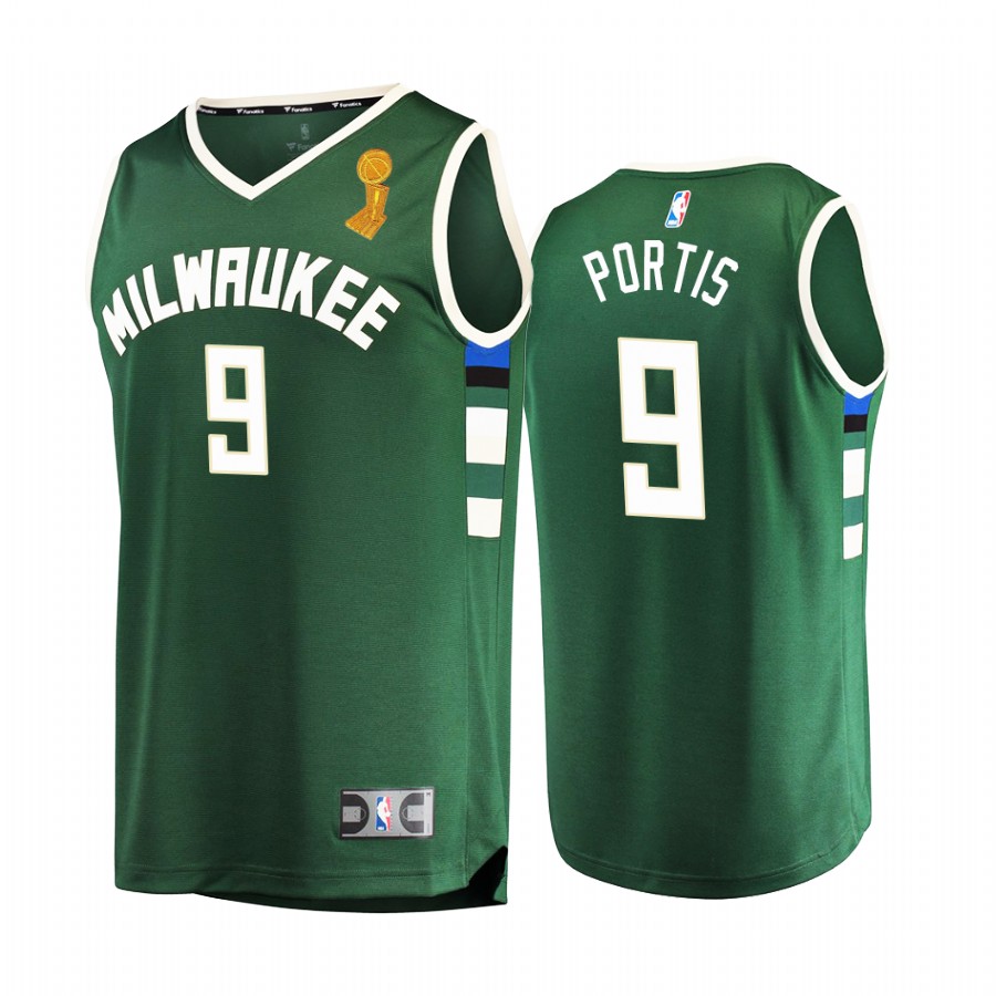 Milwaukee Bucks Bobby Portis 2021 NBA Finals Champions Jersey Green  #9