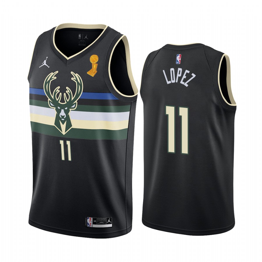 Milwaukee Bucks Brook Lopez 2021 NBA Finals Champions Jersey Black #11
