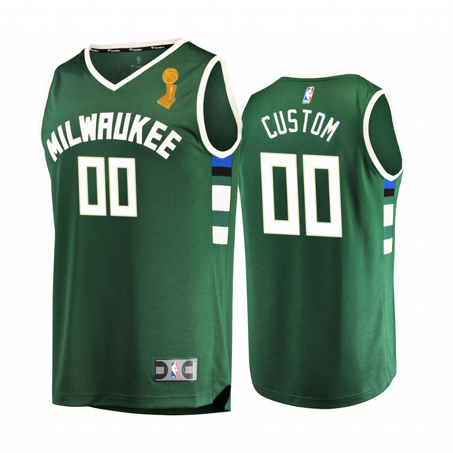Milwaukee Bucks Custom 2021 NBA Finals Champions Jersey Green  #00