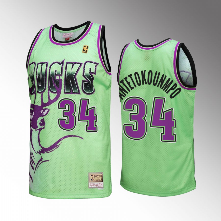Milwaukee Bucks Giannis Antetokounmpo Green Reload 3.0 Men Jersey Mitchell Ness