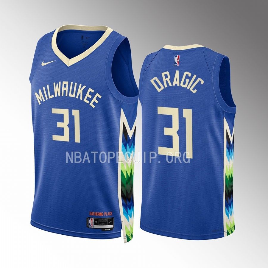 Milwaukee Bucks Goran Dragic 2022-23 City Edition Blue #31 Jersey Swingman