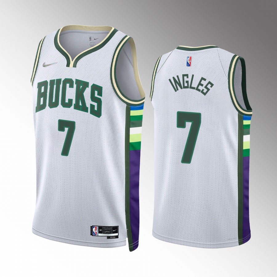 Milwaukee Bucks Joe Ingles #7 White City Edition Jersey 75th Diamond Badge