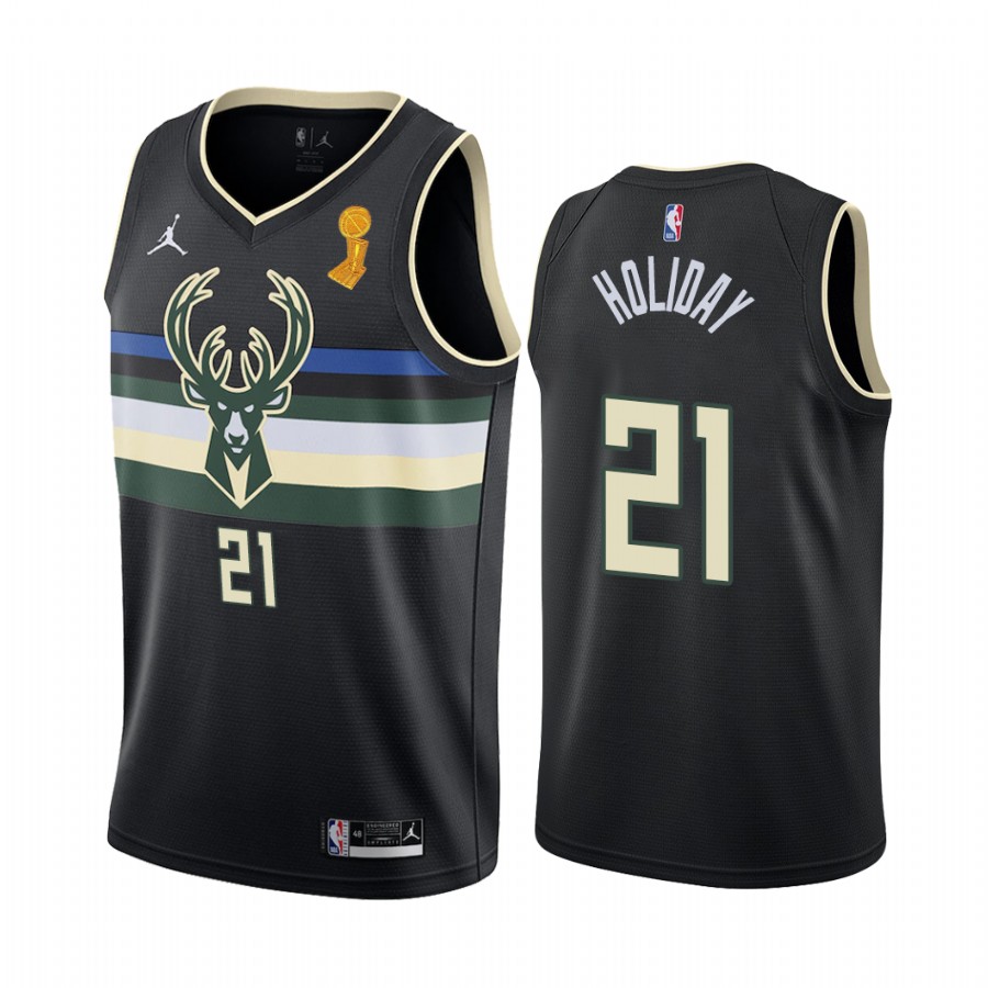 Milwaukee Bucks Jrue Holiday 2021 NBA Finals Champions Jersey Black #21