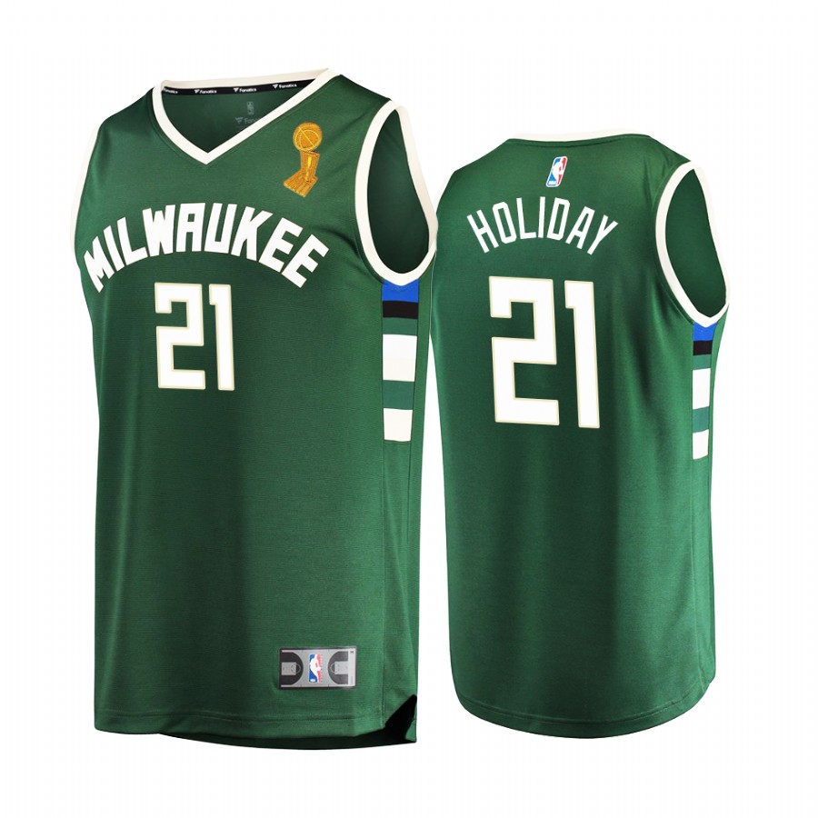 Milwaukee Bucks Jrue Holiday 2021 NBA Finals Champions Jersey Green  #21