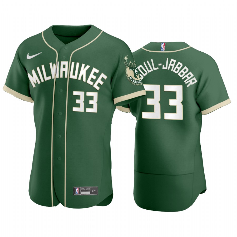 Milwaukee Bucks Kareem Abdul-Jabbar NBA X MLB Crossover Edition Baseball Jersey Shirts
